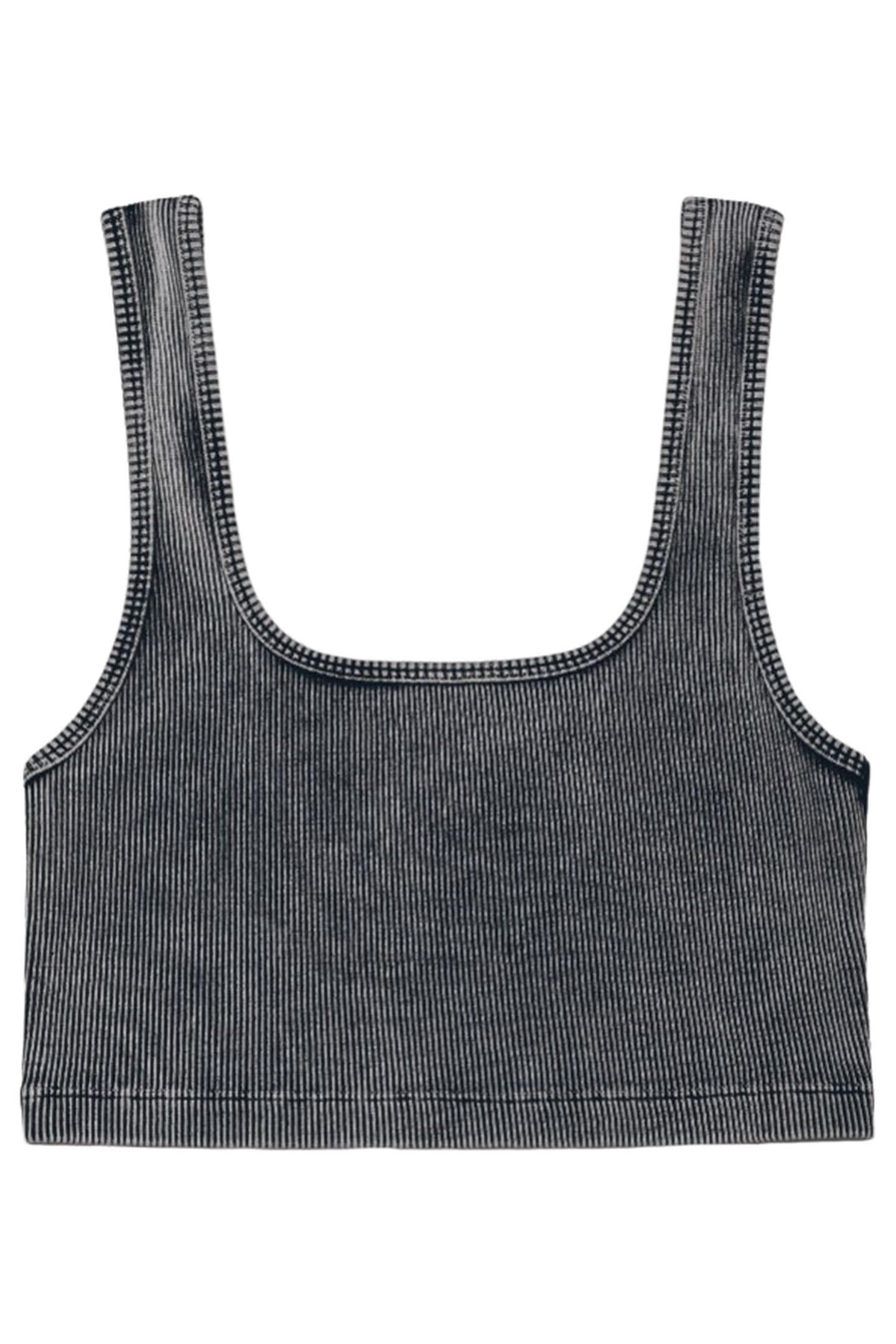 THE DARK RIBBED BRALETTE TOP BLACK 3