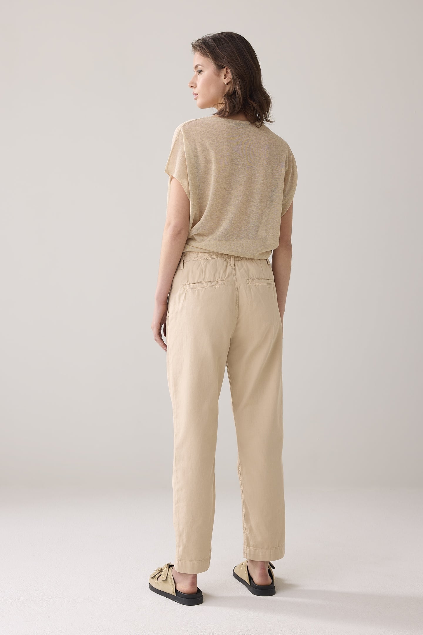 TAPERED CHINO COTTON LINEN TWILL SESAME 3