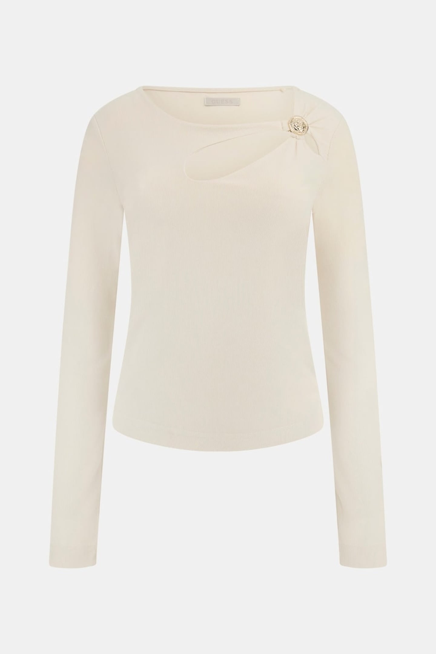 GUESS ECO LS ZAMA CUT OUT NECK PEARL OYSTER 5