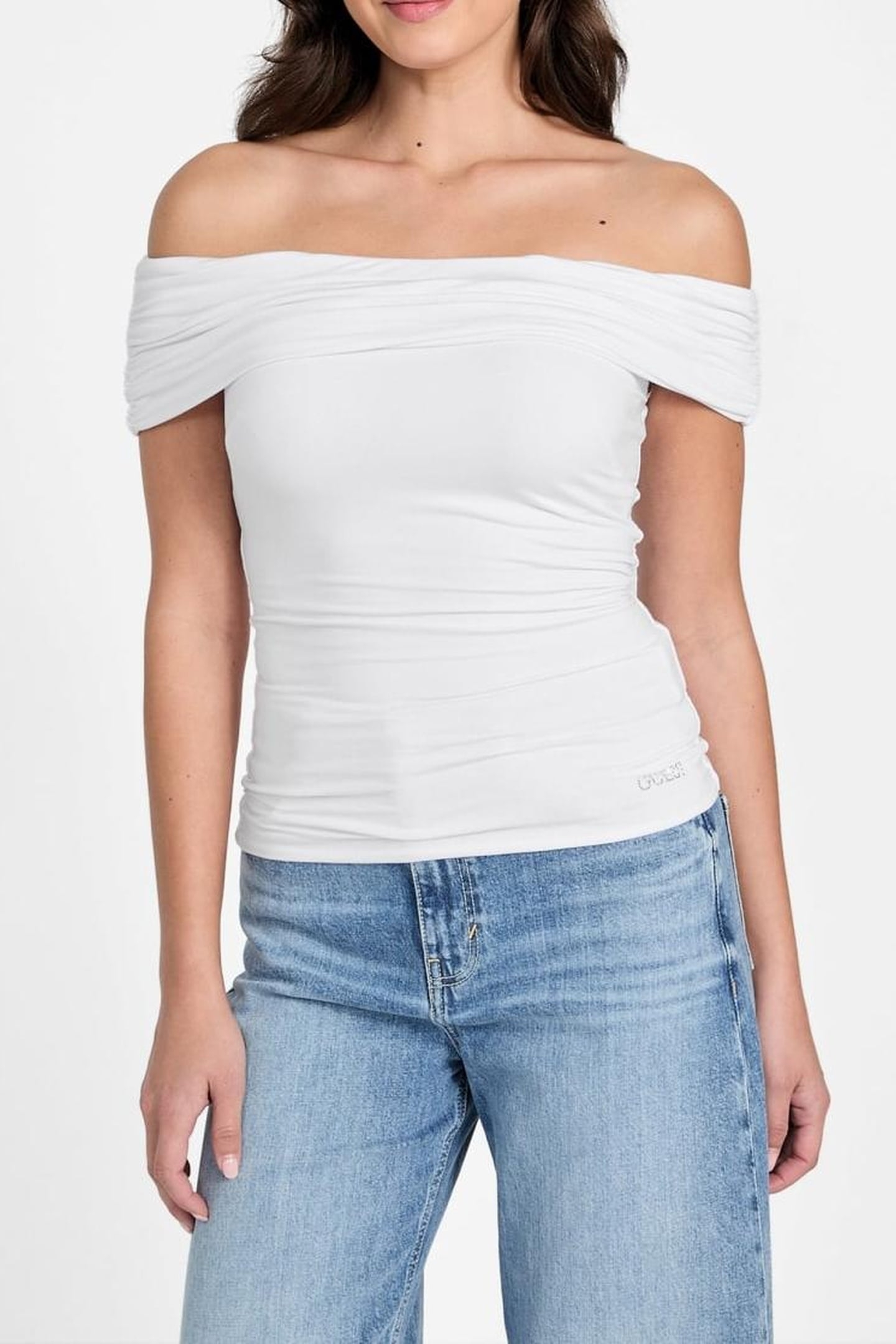GUESS ECO CHARLOTTE OFF SHOULD PURE WHITE 1