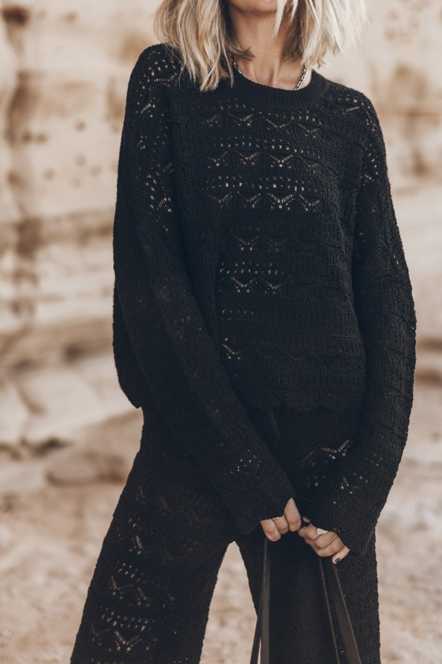 THE BLACK CROCHET SWEATER BLACK 1