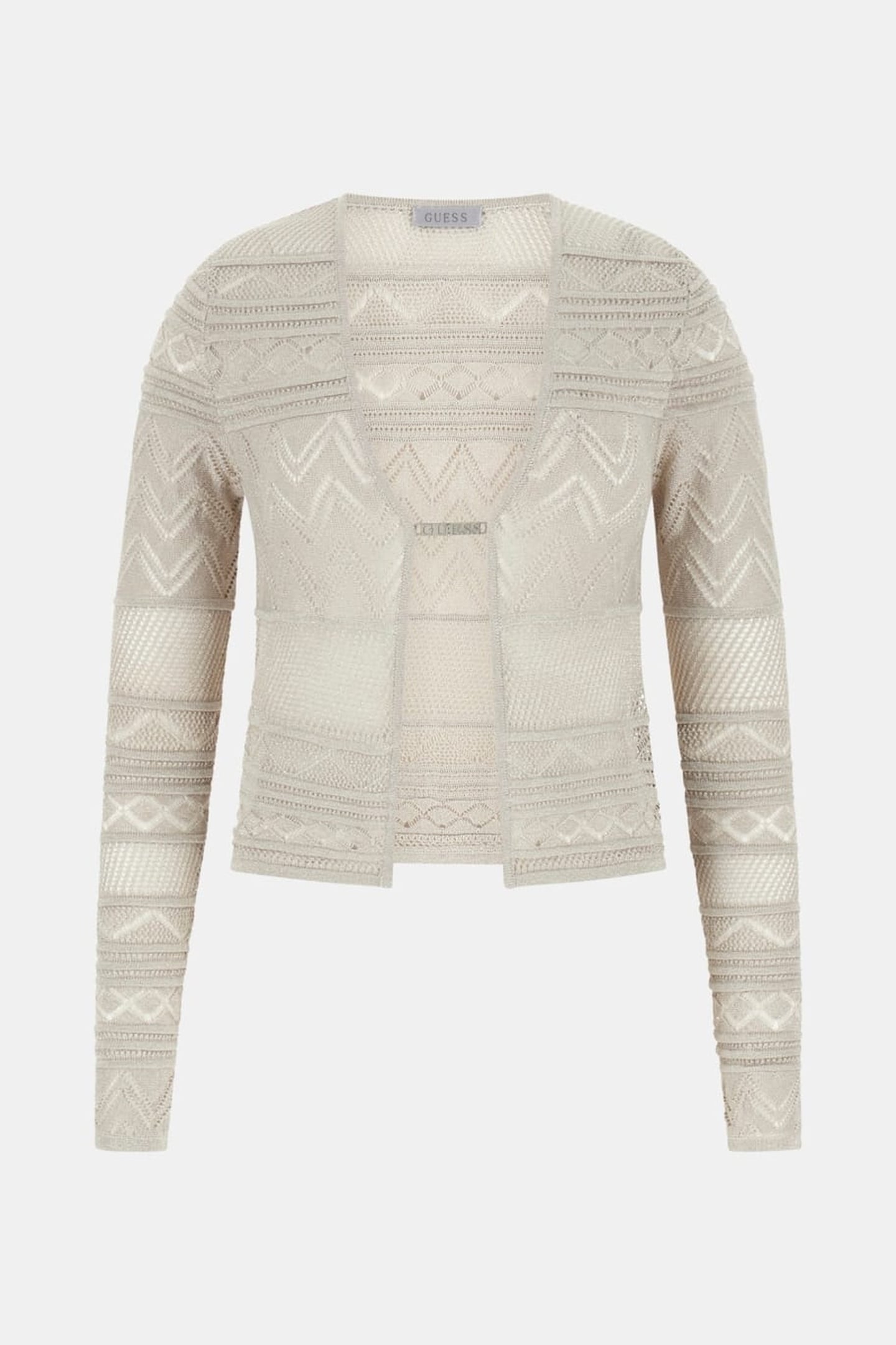 GUESS ECO NELLIE LS CARDI SWTR SILVER LUREX 6