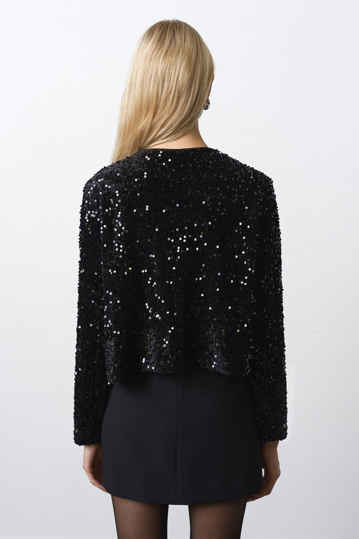 MONET SEQUIN TIE CARDIGAN BLACKOUT 3