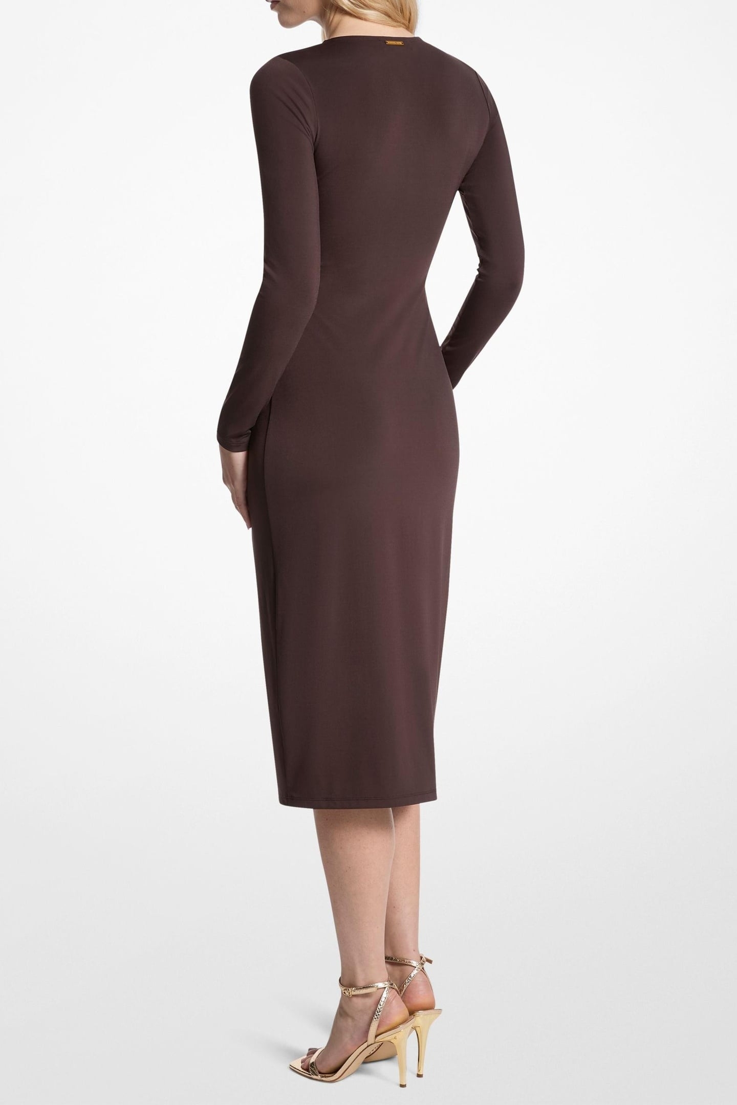 ZIP RUCH MIDI DRESS CHOCOLATE 2