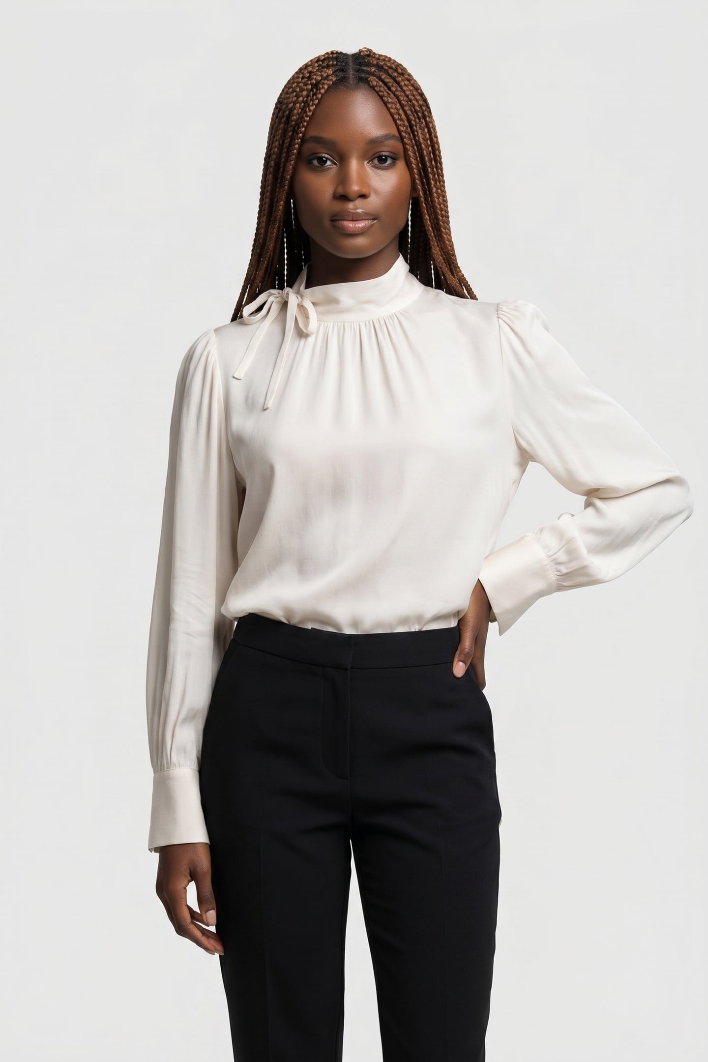 ZORA SILK BLOUSE WHITE 1