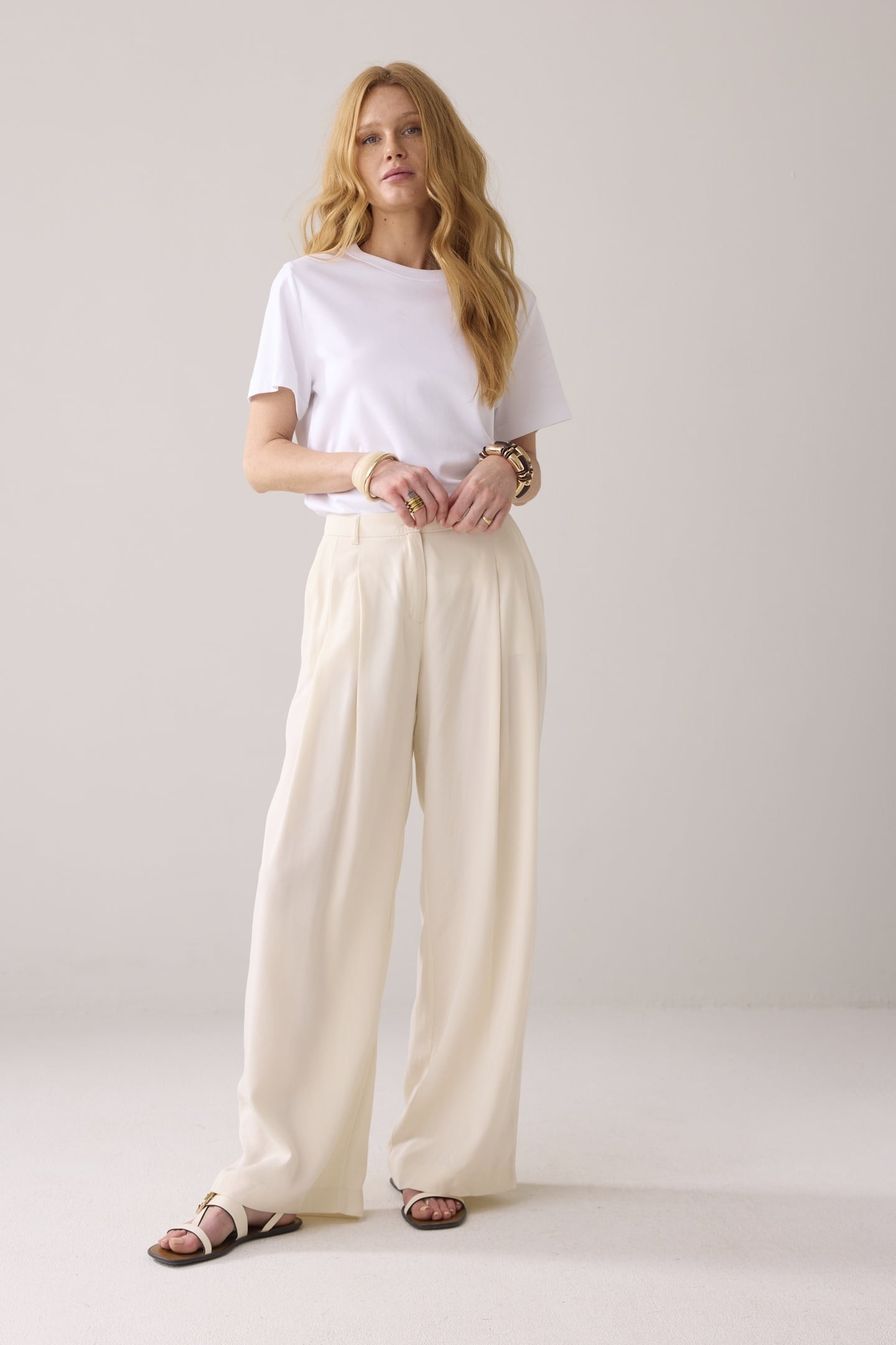 TROUSERS WIDE TENCEL IVORY 1