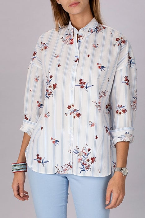 OVERSIZED COTTON FLOWER SHIRT BLUE 1