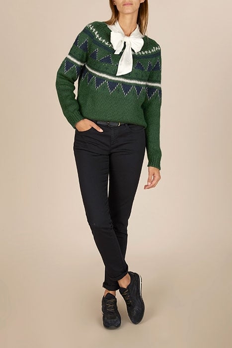 CREW NECK ROUND JACQ SWT LS GREEN 4