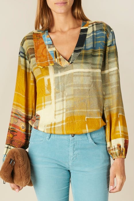 LOOSE V-NECK SHIRT MULTI W90191 2