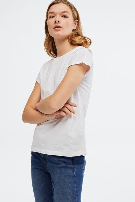 ROSIE EMBROIDERED JERSEY TEE WHITE PLAIN 2