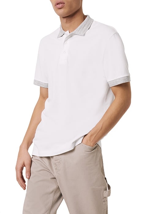 CONTRAST MELANGE PIQUE POLO SHIRT WHITE 2
