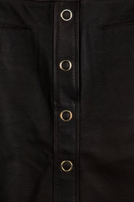 PANEL BUTTON LEATHER SKIRT DK. CHOCOL 2