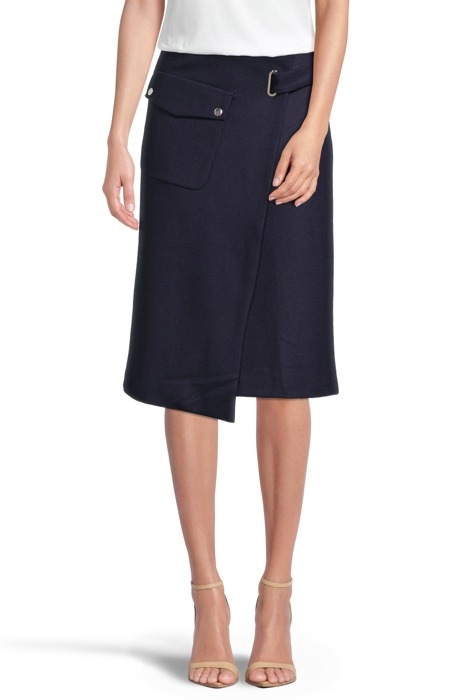 WRAP POCKET WOOL SKIRT NAVY 1