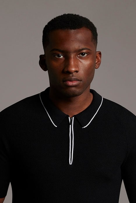 BLACK EAGLE TEXTURE KNIT POLO JET BLACK 4