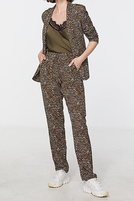MICRO CAMOUFLAGE-PRINT CRÊPE STRAIGHT TROUSERS KHAKI 2