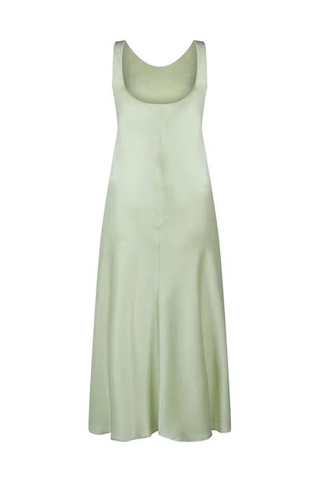 LONG SATIN SLIP DRESS PALE LIME 6