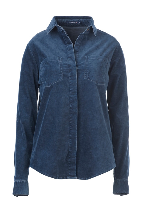 VELOURS SHIRT WITH CHESTPOCKET BLUE 1