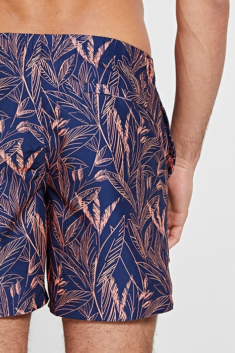 MEN SWIMSHORT SCRATCHED LEAVES NEON ORANGE 2