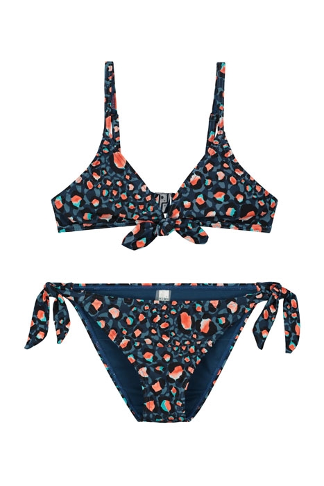 GIRLS LEOPARD SPOT KNOTTED TRIANGLE BIKINI POSEIDON BLUE 1