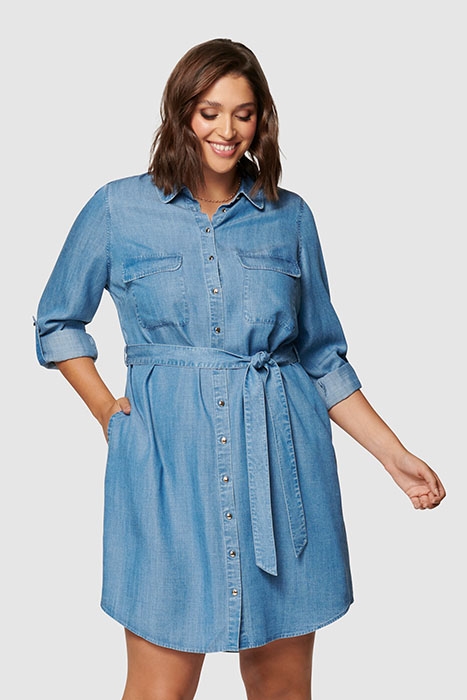 INEZ CURVE UTILITY SHIRT DRESS CHAMBRAY 4
