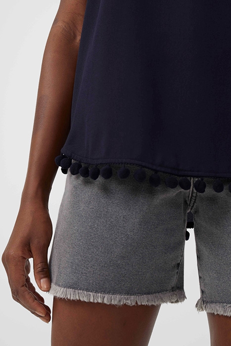 ESO CREPE LIGHT POM POM VEST TOP UTILITY BLUE 3