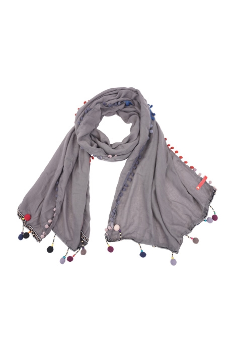 OBLONG SCARF GREY WITH FRINGES 1
