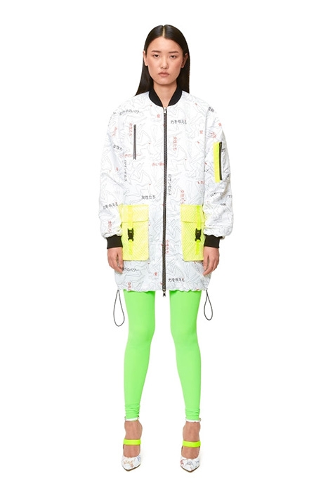 WOMEN'S LONG BOMBER JACKET LADIES WITH FONT PRINT. 1