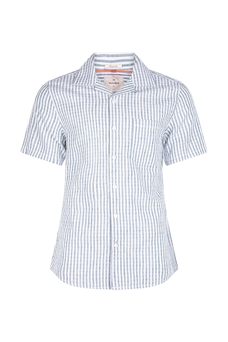 SEERSUCKER STRIPE SHIRT MID GREEN 1