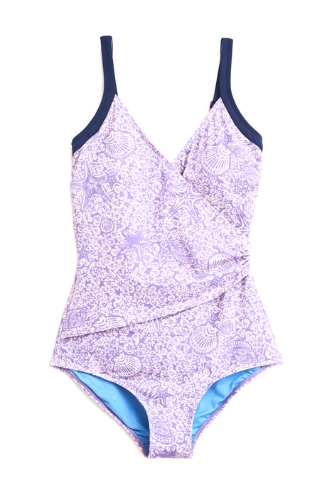 BAY WRAP SWIMSUIT PURPLE PRINT 1