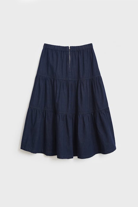MIA TIERED DENIM MINI SKIRT DK DENIM 6