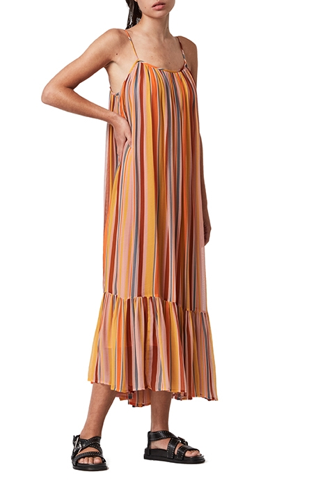 PAOLA STRIPE DRESS ORANGE/PINK 2