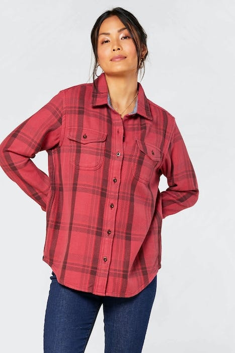 BLANKET SHIRT DUSTY RED CUSCO PLAID 1