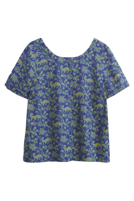 EDIE LINEN TOP BLUE PRINT 1