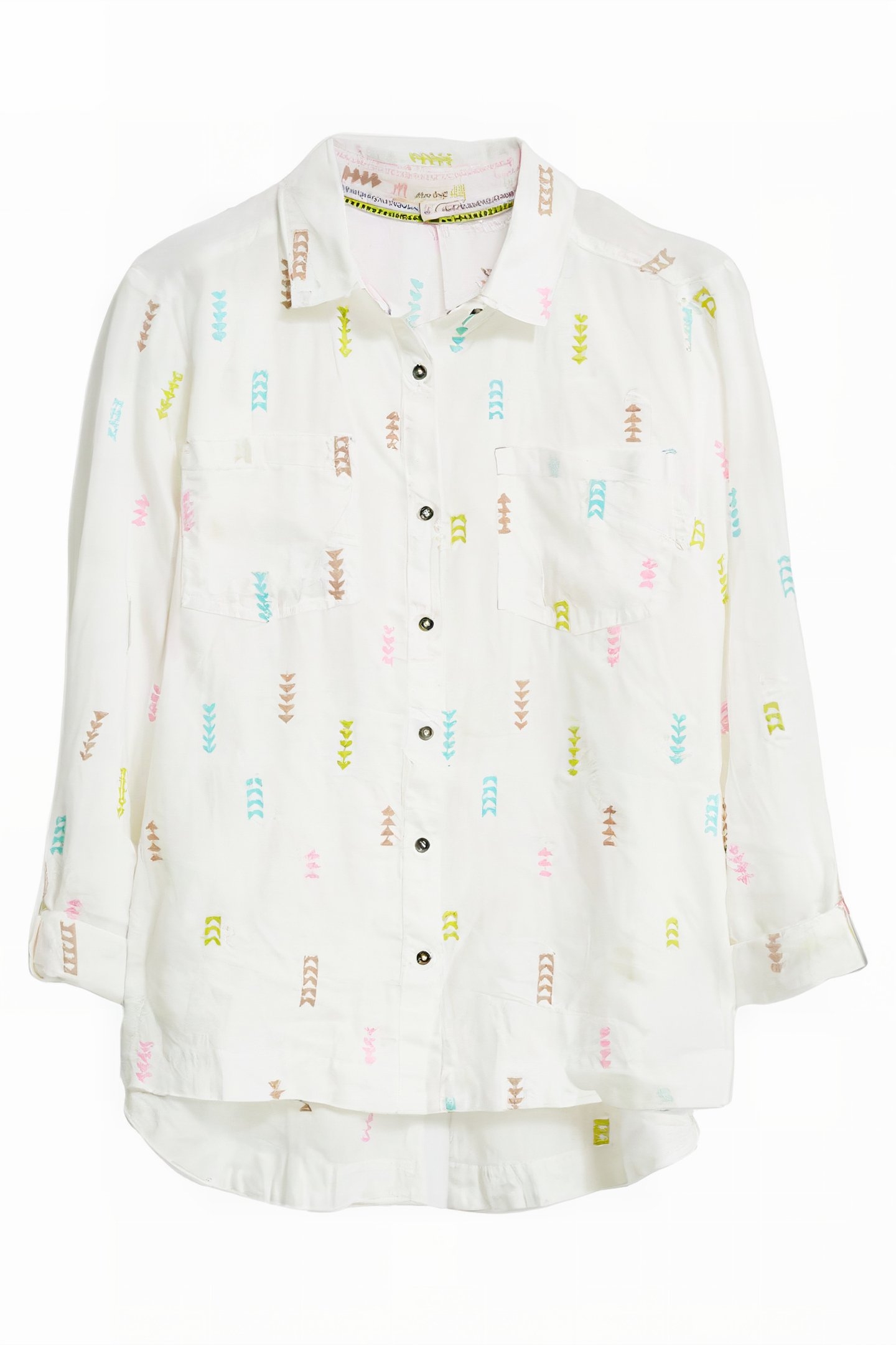 LAYLA EMBROIDERED LINEN SHIRT WHITE MULTI 1