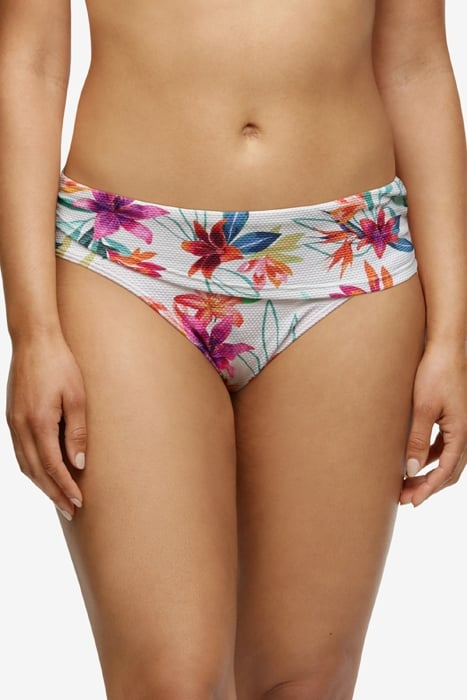 SW BO. BRIEF MID TWIST WHITE PARADISE BRIGHT FLOWER 2