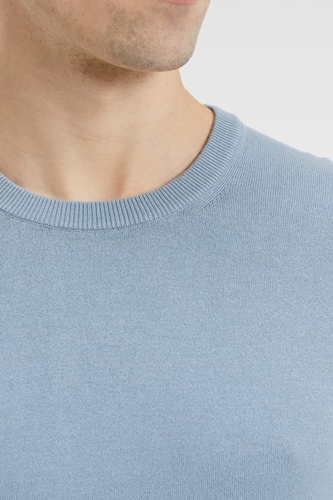 HEREN FIJNGEBREIDE TRUI VAN KATOENMIX ICE BLUE 6