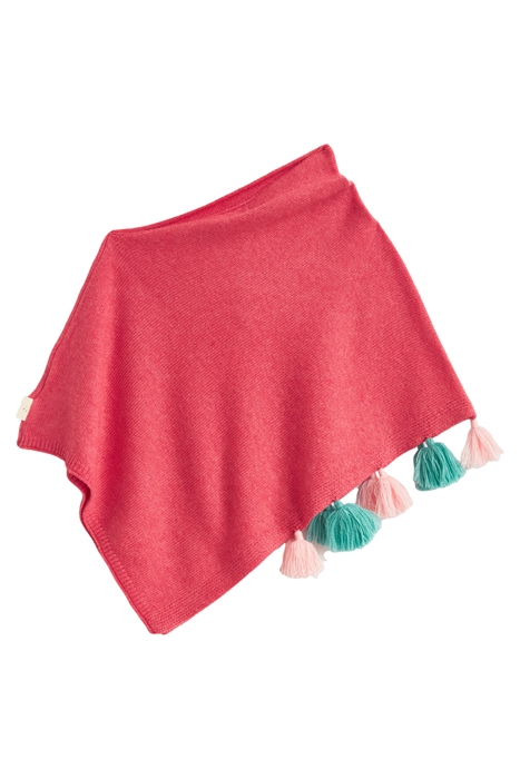 KIDS TASSEL PONCHO MID CORAL 2
