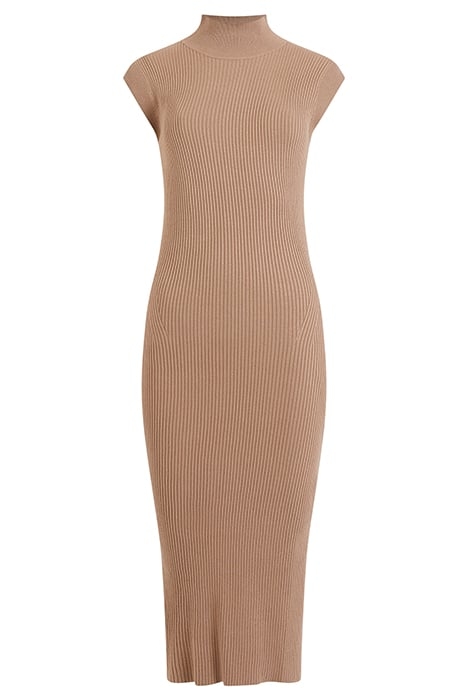 RIB FUNNEL SLV LESS DRESS M CAMEL 1