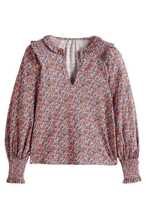 NOTCH NECK SMOCKED FRILL TOP PNK 5