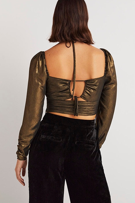 CUT OUT DETAIL HALTER TOP GLD 2