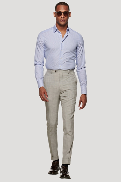 Mid Blue Striped Poplin Slim Fit Shirt 3