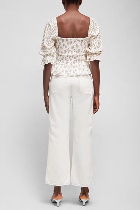 DORIA SMOCK BALLOON SLV TOP SUMMER WHITE MULTI 2