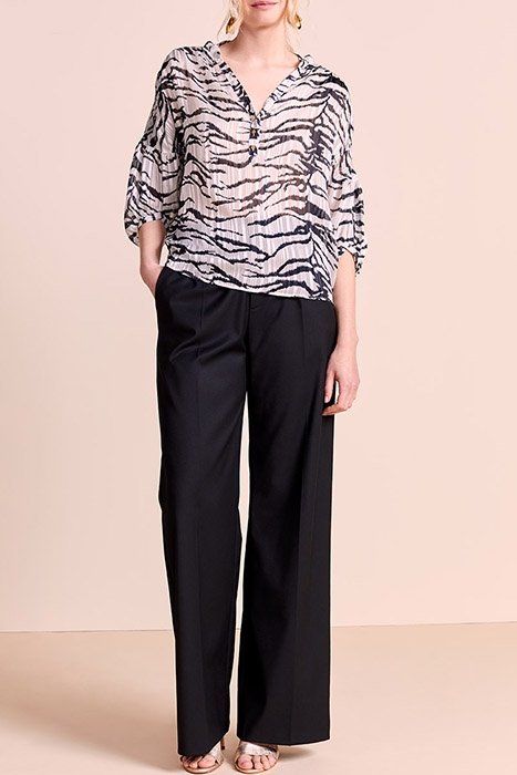 CLIFF - OFF WHITE BLOUSE WITH ZEBRA PRINT ECRU 1