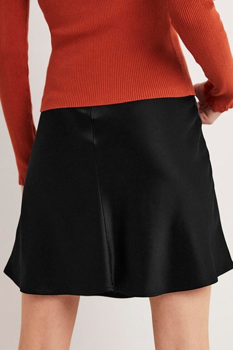 SATIN BIAS-CUT MINI SKIRT BLK 2