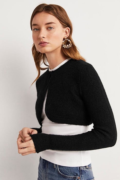 RIB KNIT BOLERO BLK 3