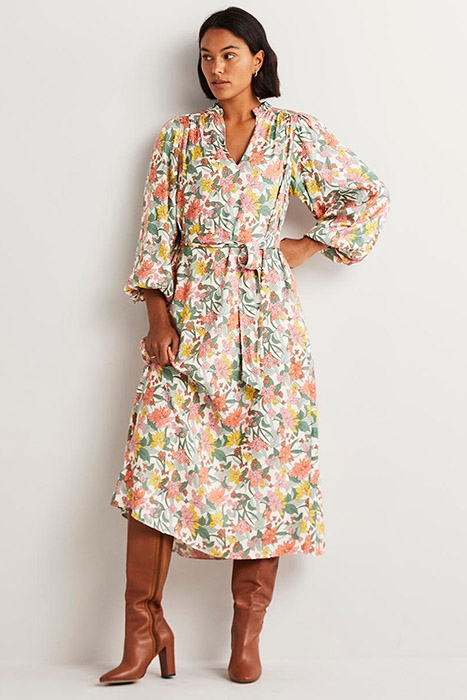 NOTCH NECK BLOUSON MIDI DRESS IVO 3