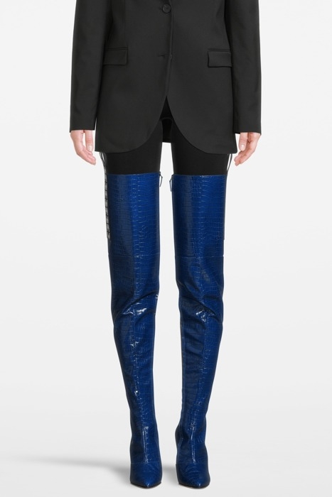 CROC EMBOSSED OVER-KNEE-BOOTS BLUE 3