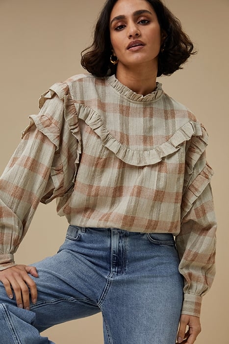 FELINE CHECK BLOUSE BROWN CHECK 1