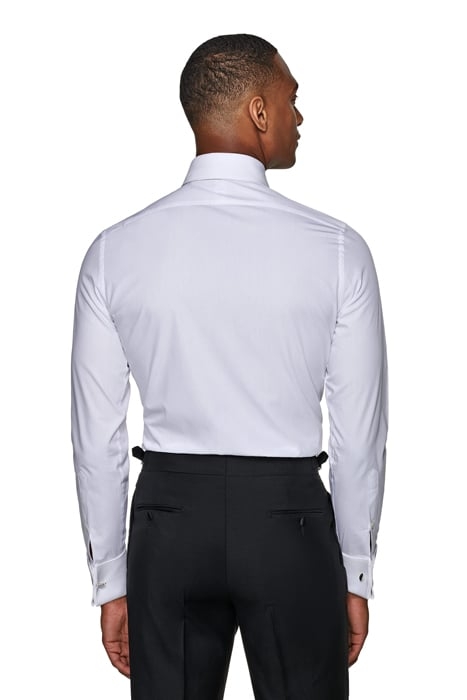 White Piqué Slim Fit Tuxedo Shirt 3