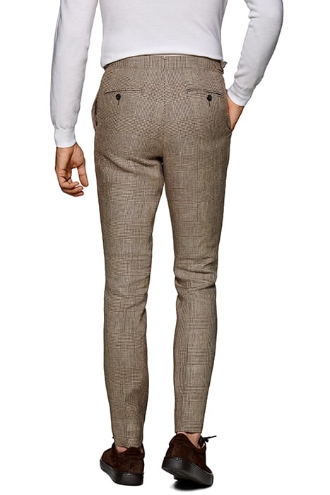 Mid Brown Checked Pleated Brentwood Trousers 3